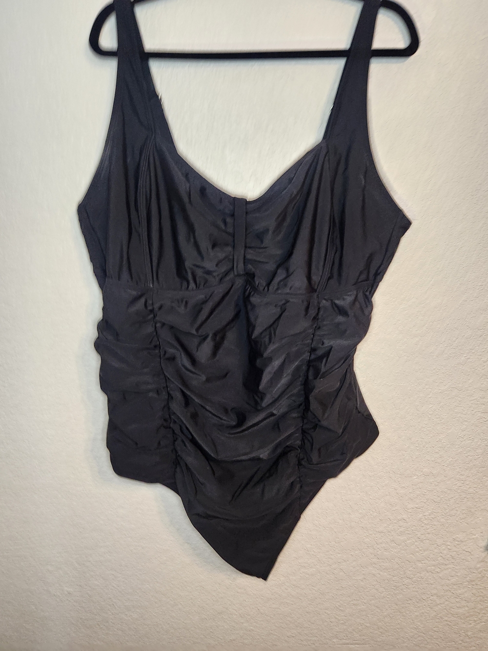 Daci Black 24w Plus Size One Piece Swimsuit Tummy Control Ruched Swimwear